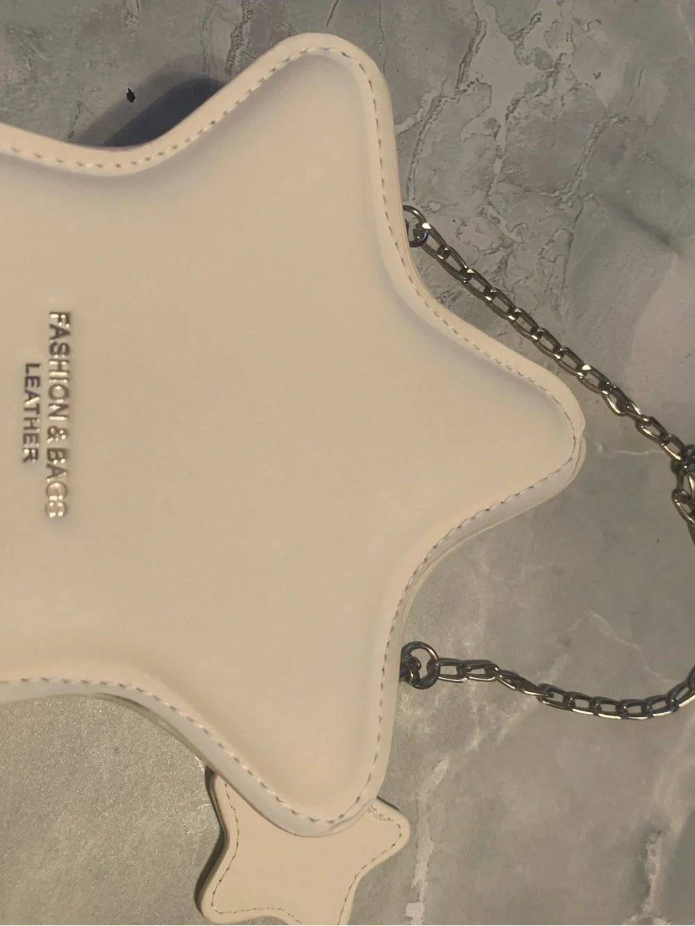 Star-Shaped Leather Crossbody Bag in White